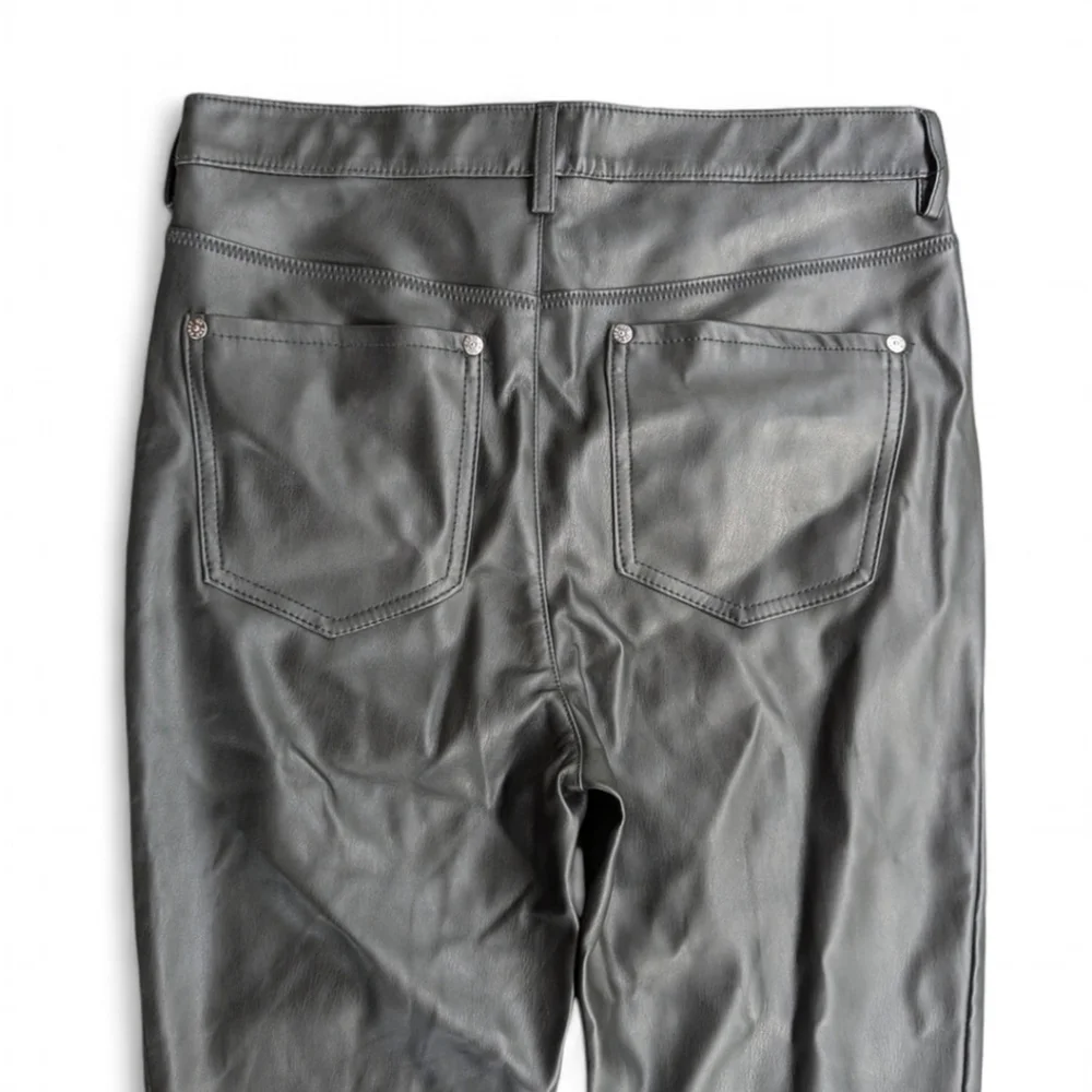 Free People Vegan Leather High Waisted Seamed Skinny Pant Black Women's Sz 29